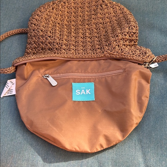 The Sak Vintage Boho Crochet Shoulder Beige Metallic Thread Purse - Picture 2 of 16